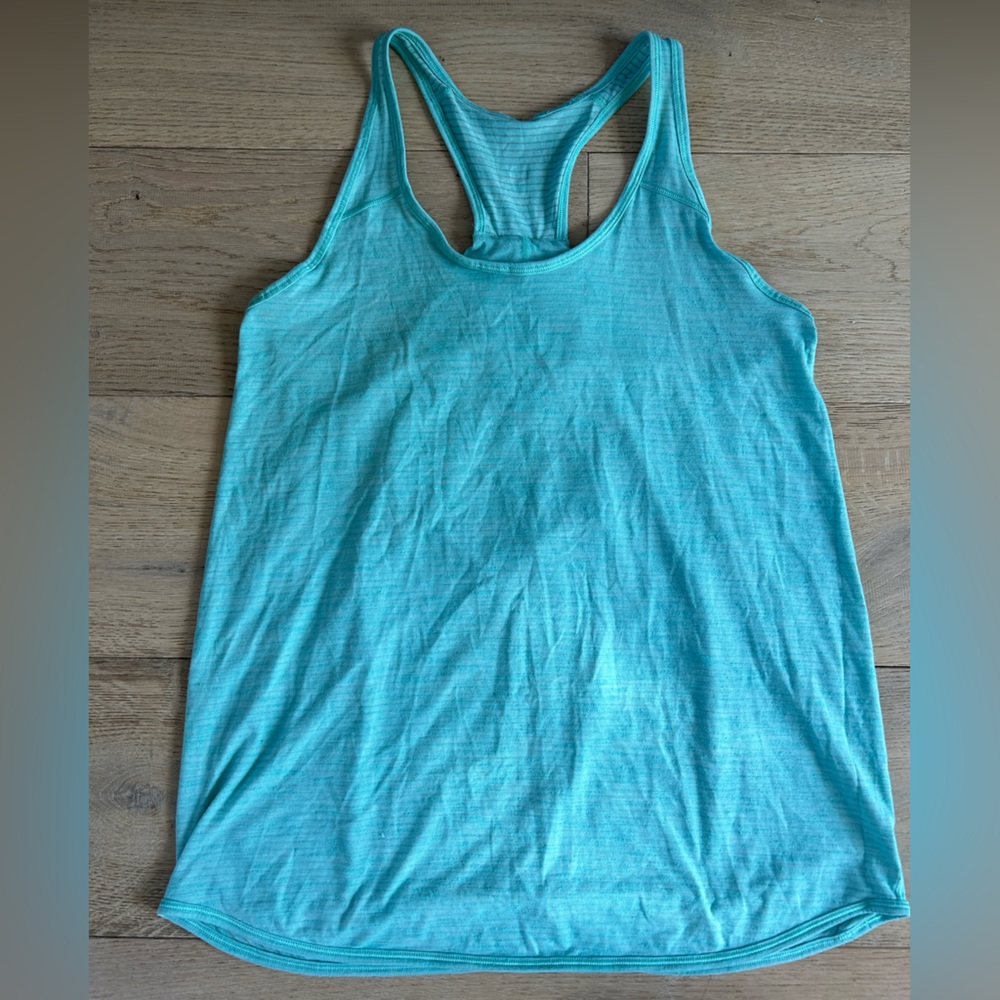 Lululemon Light Blue Flowy Tank with Back Detail - Size 8